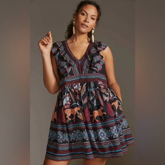 Anthropologie V-Neck Plunge Tunic Mini Dress - Picture 4 of 14